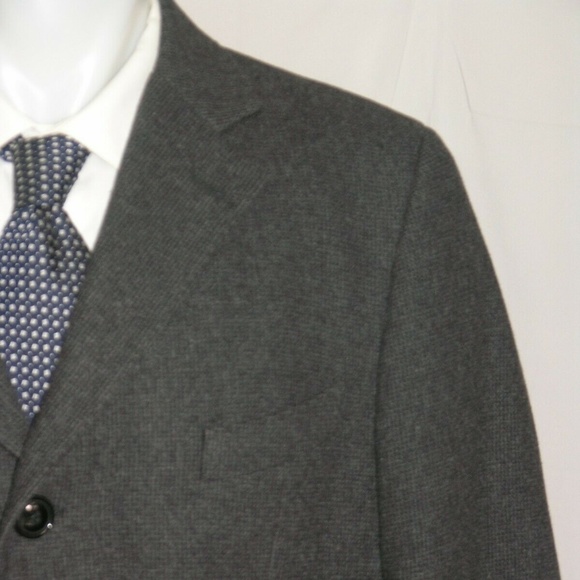 Fay Charcoal Micro Check Three Button Overcoat XXL